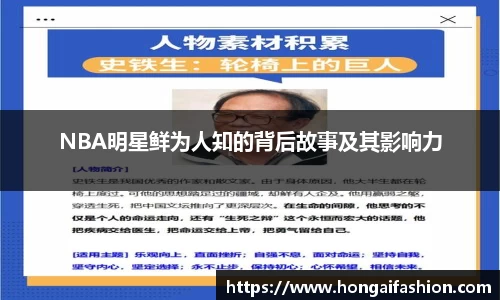 NBA明星鲜为人知的背后故事及其影响力
